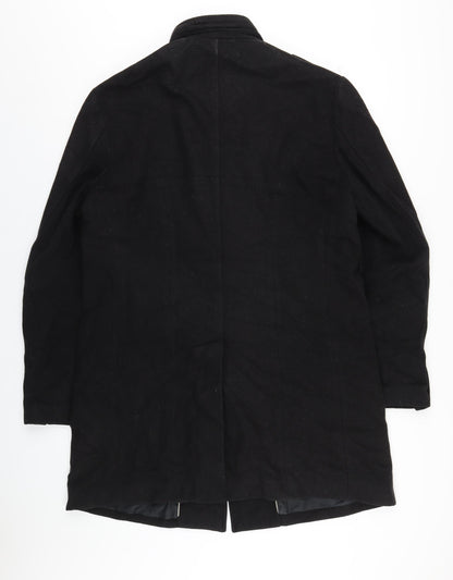 Mens UK Size M Marks and Spencer Black Overcoat