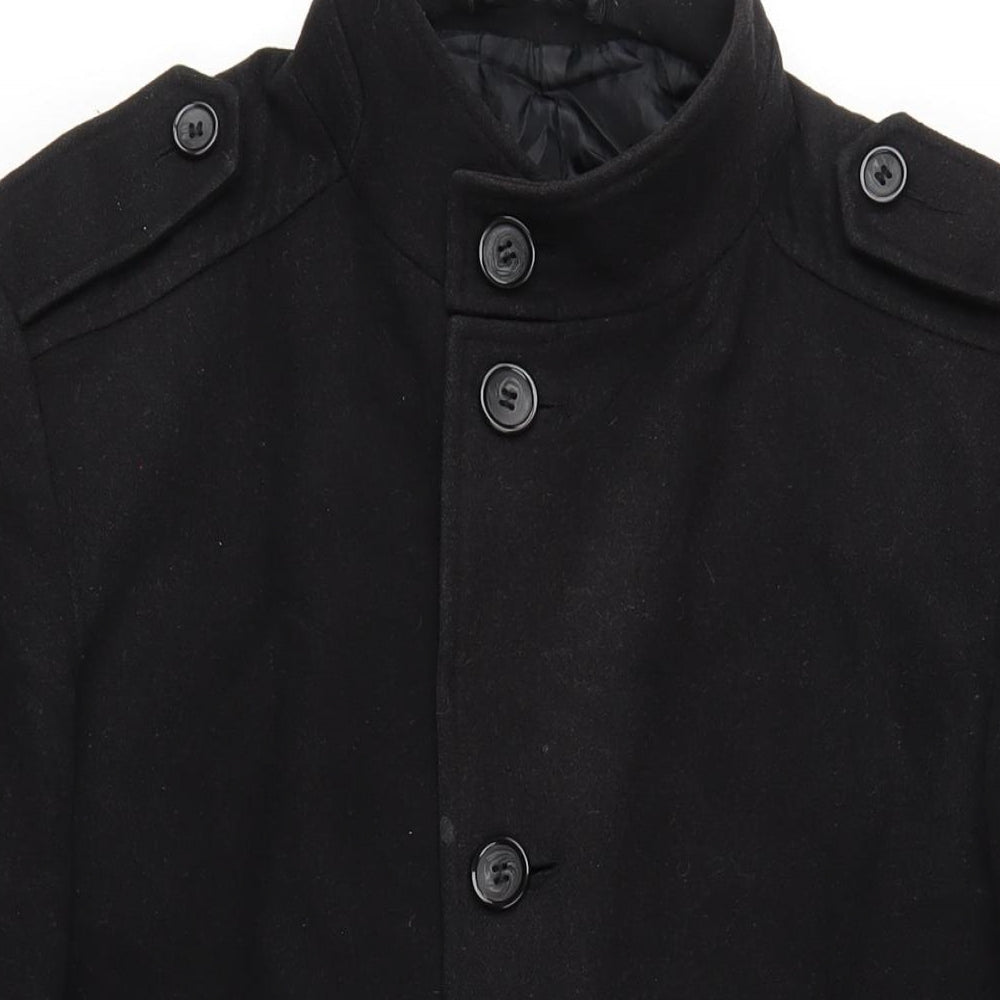 Mens UK Size M Marks and Spencer Black Overcoat