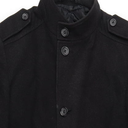 Mens UK Size M Marks and Spencer Black Overcoat