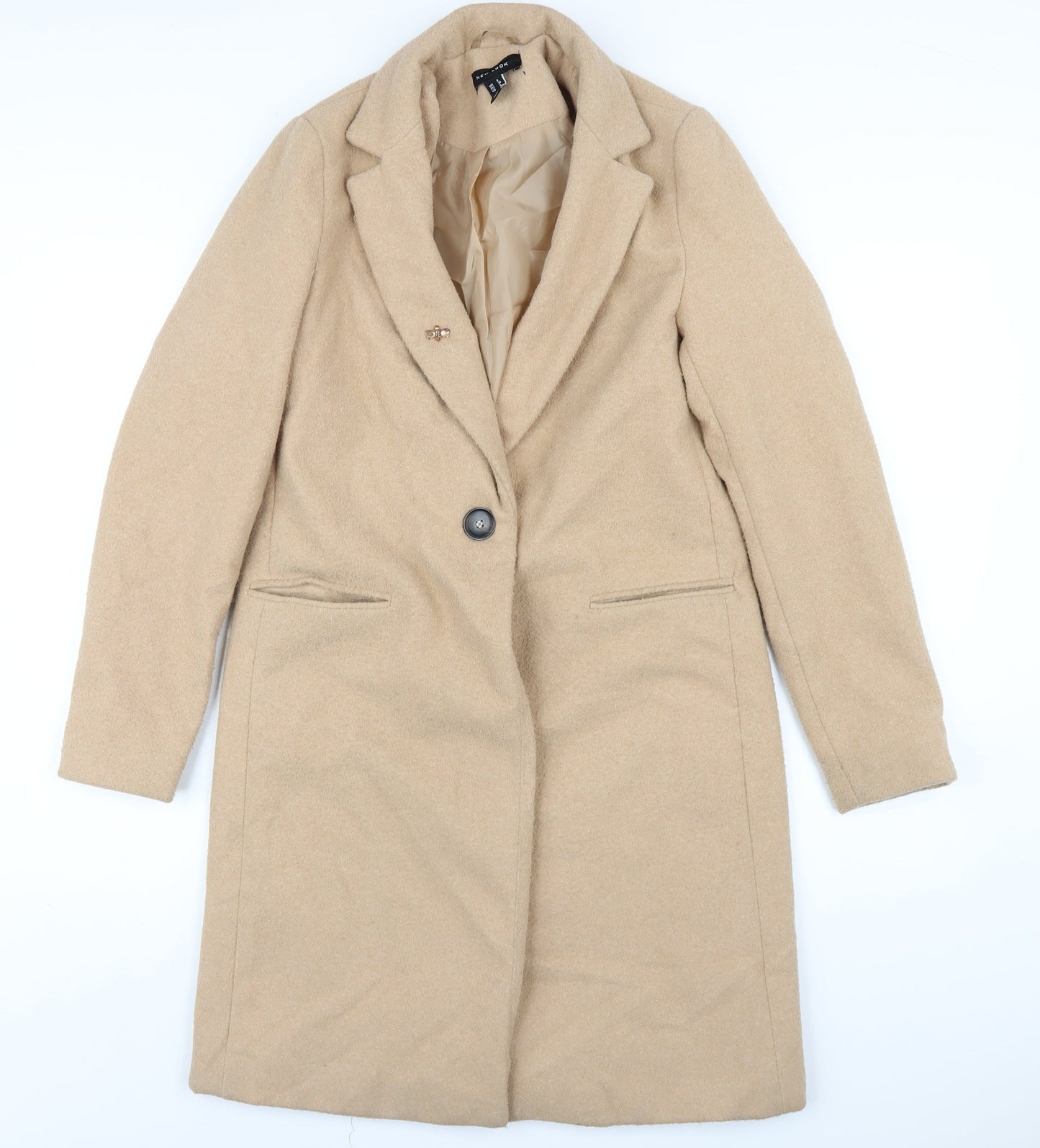 Womens UK Size 8 New Look Beige Overcoat