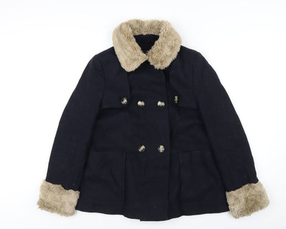 Womens UK Size 10 Topshop Blue Overcoat