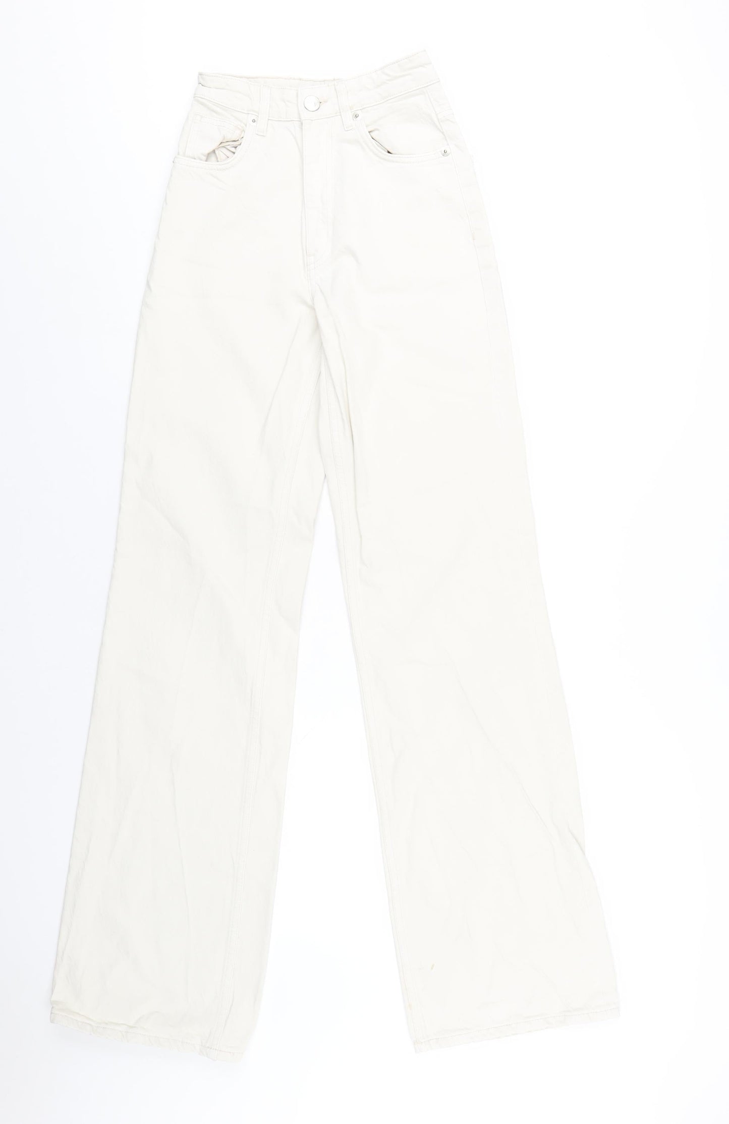 Zara Womens Brown Cotton Straight Jeans Size 4 L34 in Regular Zip