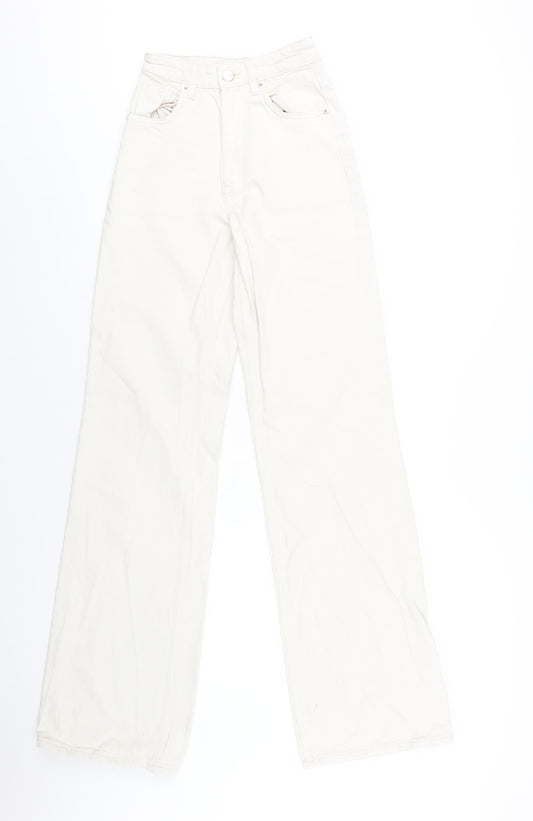 Zara Womens Brown Cotton Straight Jeans Size 4 L34 in Regular Zip