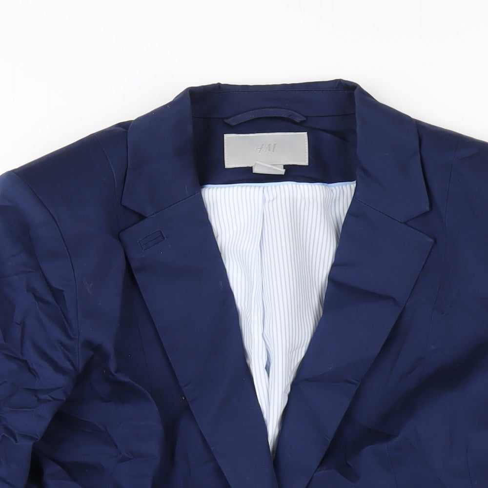 H&M Womens Blue Cotton Jacket Blazer Size 10