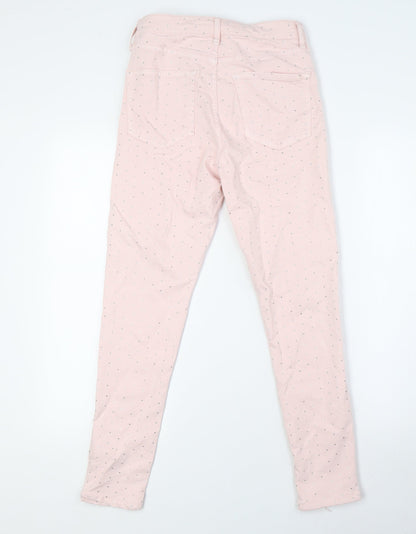 Topshop Womens Pink Cotton Skinny Jeans Size 28 L30 in Slim Zip - Sequins