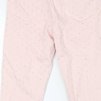 Topshop Womens Pink Cotton Skinny Jeans Size 28 L30 in Slim Zip - Sequins