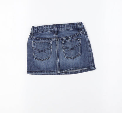 Gap Girls Blue Cotton A-Line Skirt Size 2 Years Regular Snap