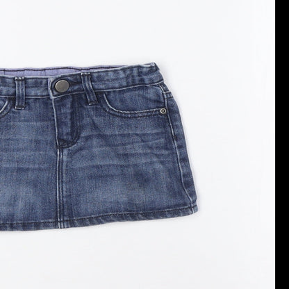 Gap Girls Blue Cotton A-Line Skirt Size 2 Years Regular Snap