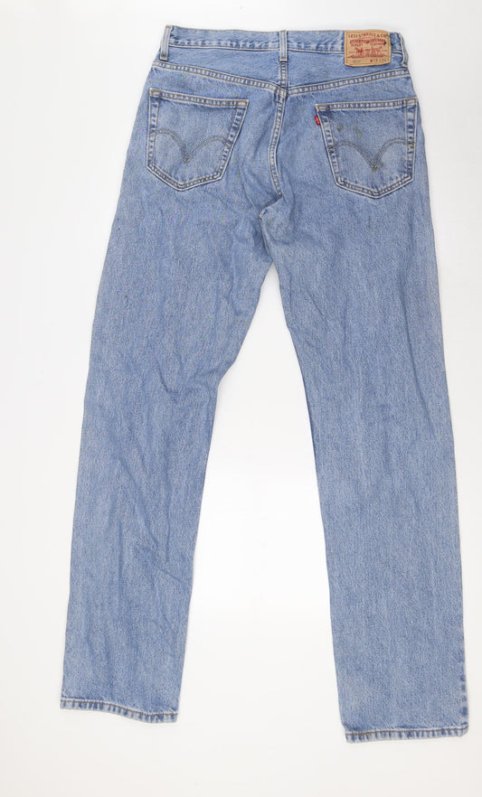 Levi's Mens Blue Cotton Straight Jeans Size 32 in L34 in Regular Zip