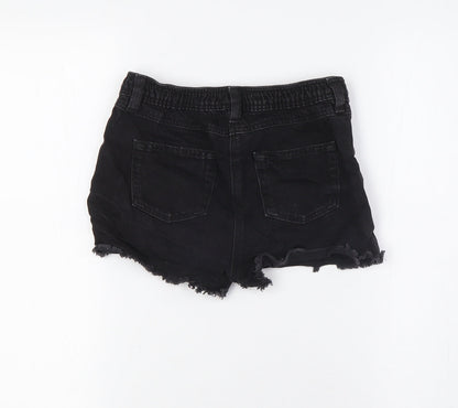 NEXT Girls Black 100% Cotton Bermuda Shorts Size 9 Years Regular - Raw Hem