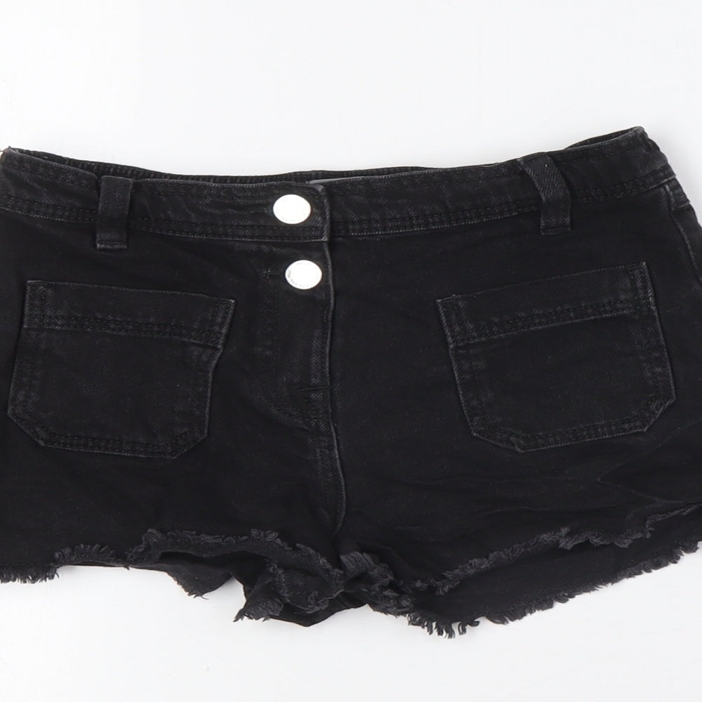 NEXT Girls Black 100% Cotton Bermuda Shorts Size 9 Years Regular - Raw Hem