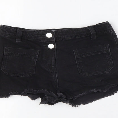 NEXT Girls Black 100% Cotton Bermuda Shorts Size 9 Years Regular - Raw Hem