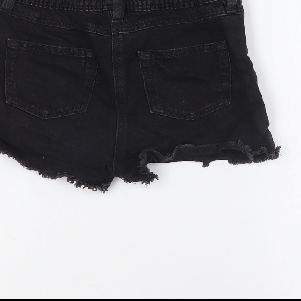 NEXT Girls Black 100% Cotton Bermuda Shorts Size 9 Years Regular - Raw Hem