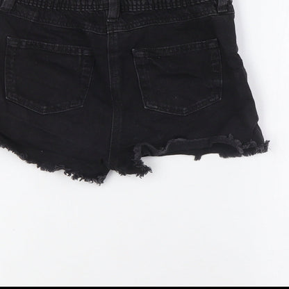 NEXT Girls Black 100% Cotton Bermuda Shorts Size 9 Years Regular - Raw Hem