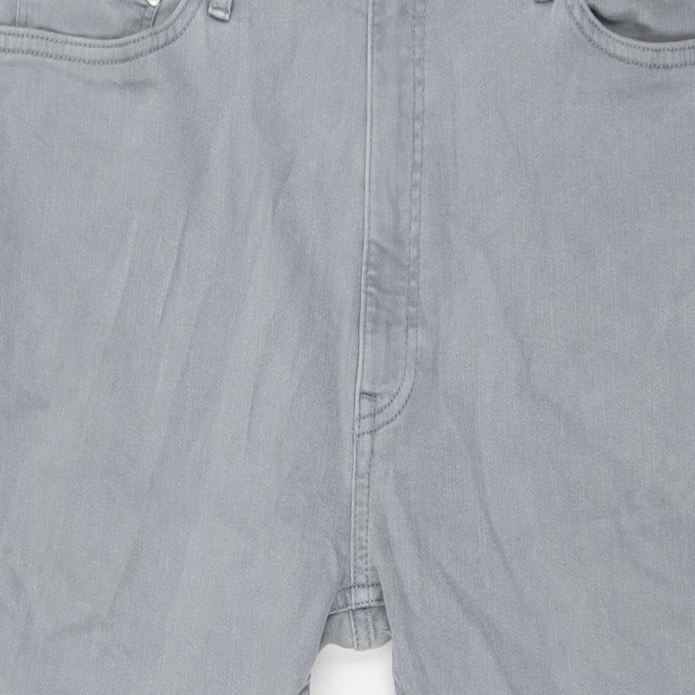 Marks and Spencer Mens Grey Cotton Tapered Jeans Size 38 in L29 in Regular Button