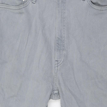 Marks and Spencer Mens Grey Cotton Tapered Jeans Size 38 in L29 in Regular Button