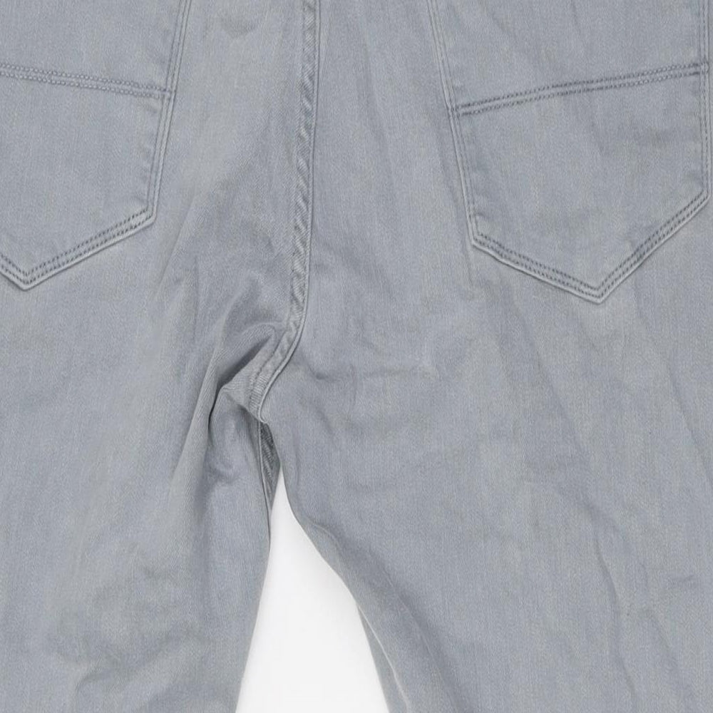 Marks and Spencer Mens Grey Cotton Tapered Jeans Size 38 in L29 in Regular Button