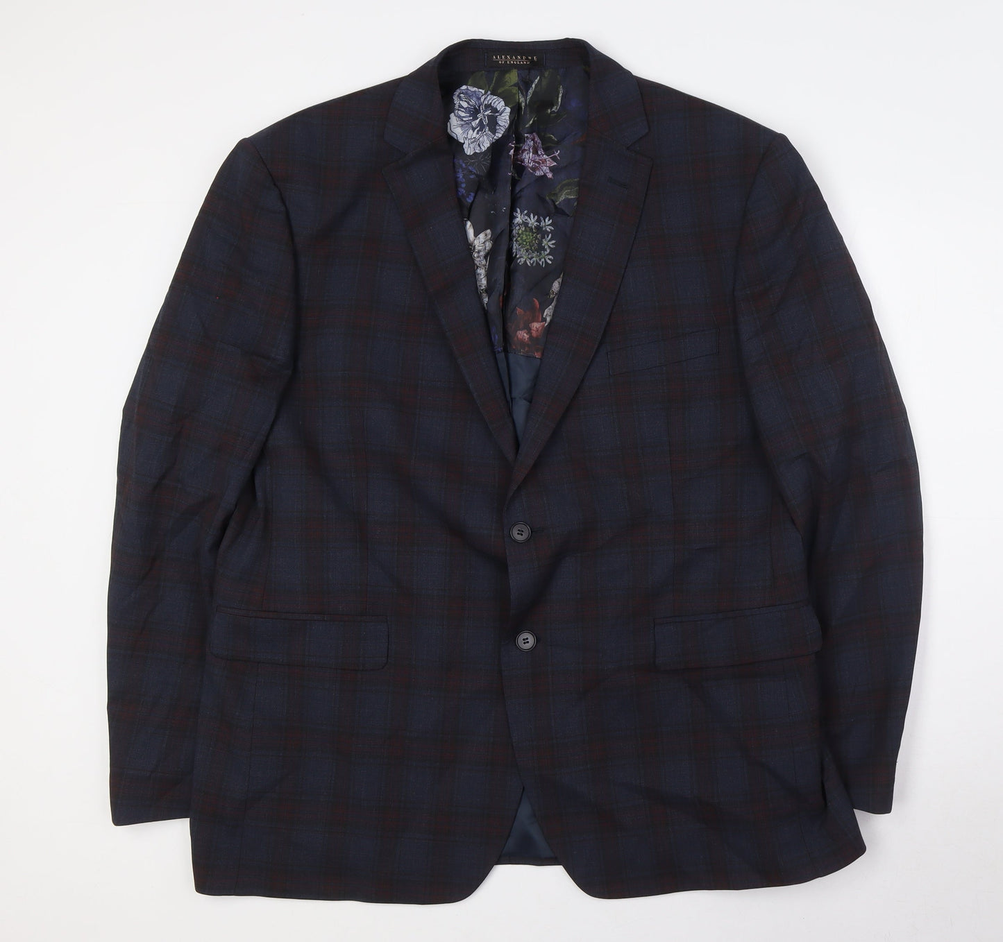 ALEXANDRE OF ENGLAND Mens Multicoloured Check Wool Jacket Suit Jacket Size 46 Regular