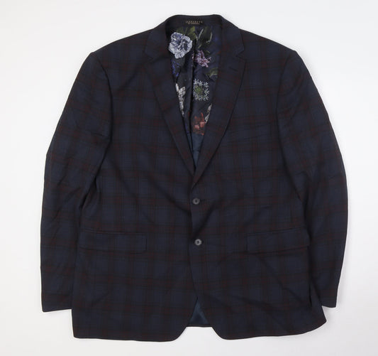 ALEXANDRE OF ENGLAND Mens Multicoloured Check Wool Jacket Suit Jacket Size 46 Regular