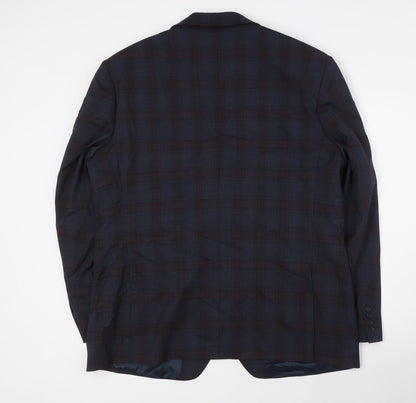 ALEXANDRE OF ENGLAND Mens Multicoloured Check Wool Jacket Suit Jacket Size 46 Regular