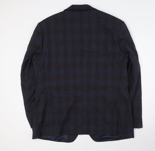 ALEXANDRE OF ENGLAND Mens Multicoloured Check Wool Jacket Suit Jacket Size 46 Regular