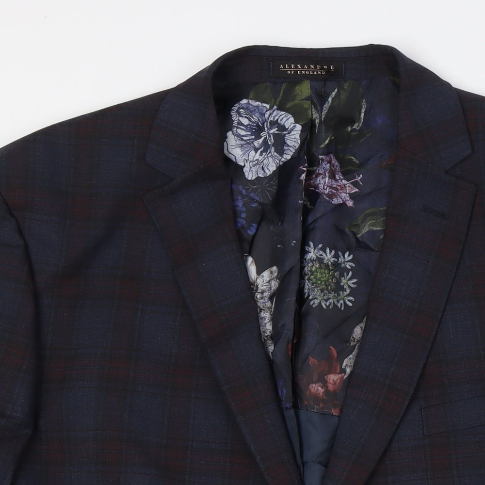 ALEXANDRE OF ENGLAND Mens Multicoloured Check Wool Jacket Suit Jacket Size 46 Regular