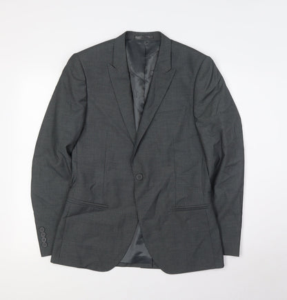 Butler & Webb Mens Grey Striped Polyester Jacket Suit Jacket Size 36 Regular