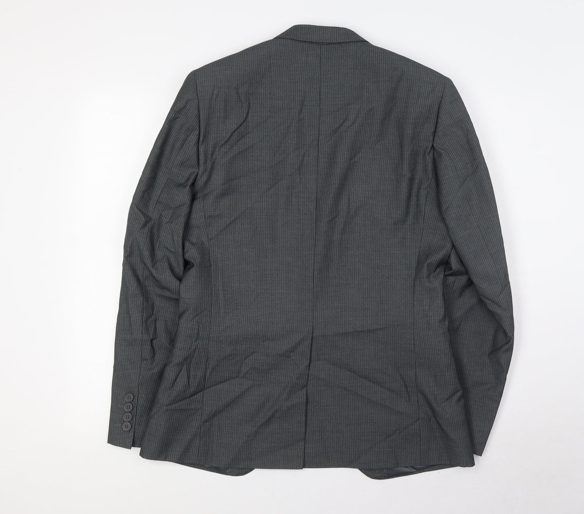 Butler & Webb Mens Grey Striped Polyester Jacket Suit Jacket Size 36 Regular