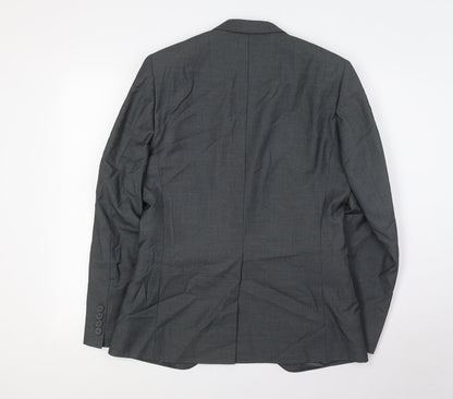 Butler & Webb Mens Grey Striped Polyester Jacket Suit Jacket Size 36 Regular