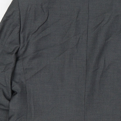 Butler & Webb Mens Grey Striped Polyester Jacket Suit Jacket Size 36 Regular