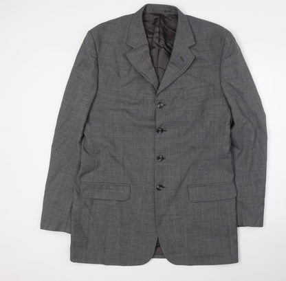 Candidate Mens Grey Polyester Jacket Suit Jacket Size 40 Big & Tall