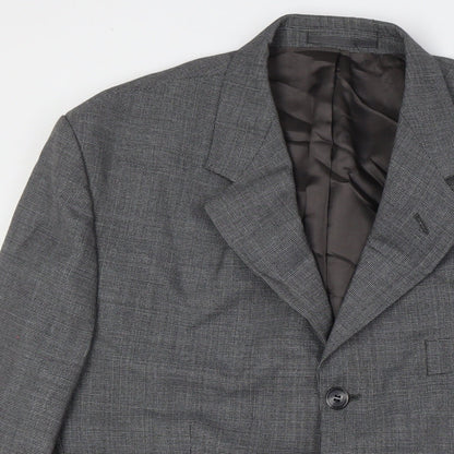 Candidate Mens Grey Polyester Jacket Suit Jacket Size 40 Big & Tall