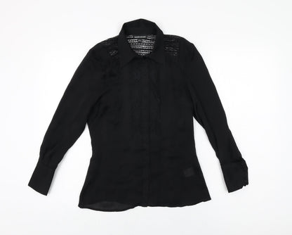 Womens UK Size 6 Warehouse Black Basic Button-Up