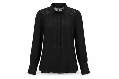 Womens UK Size 6 Warehouse Black Basic Button-Up