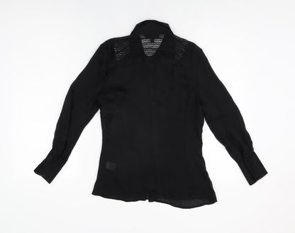 Womens UK Size 6 Warehouse Black Basic Button-Up