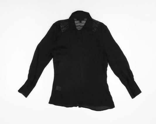 Womens UK Size 6 Warehouse Black Basic Button-Up