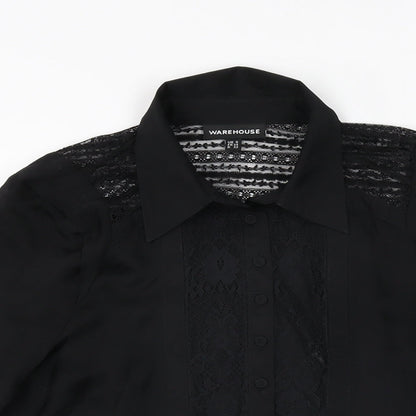 Womens UK Size 6 Warehouse Black Basic Button-Up