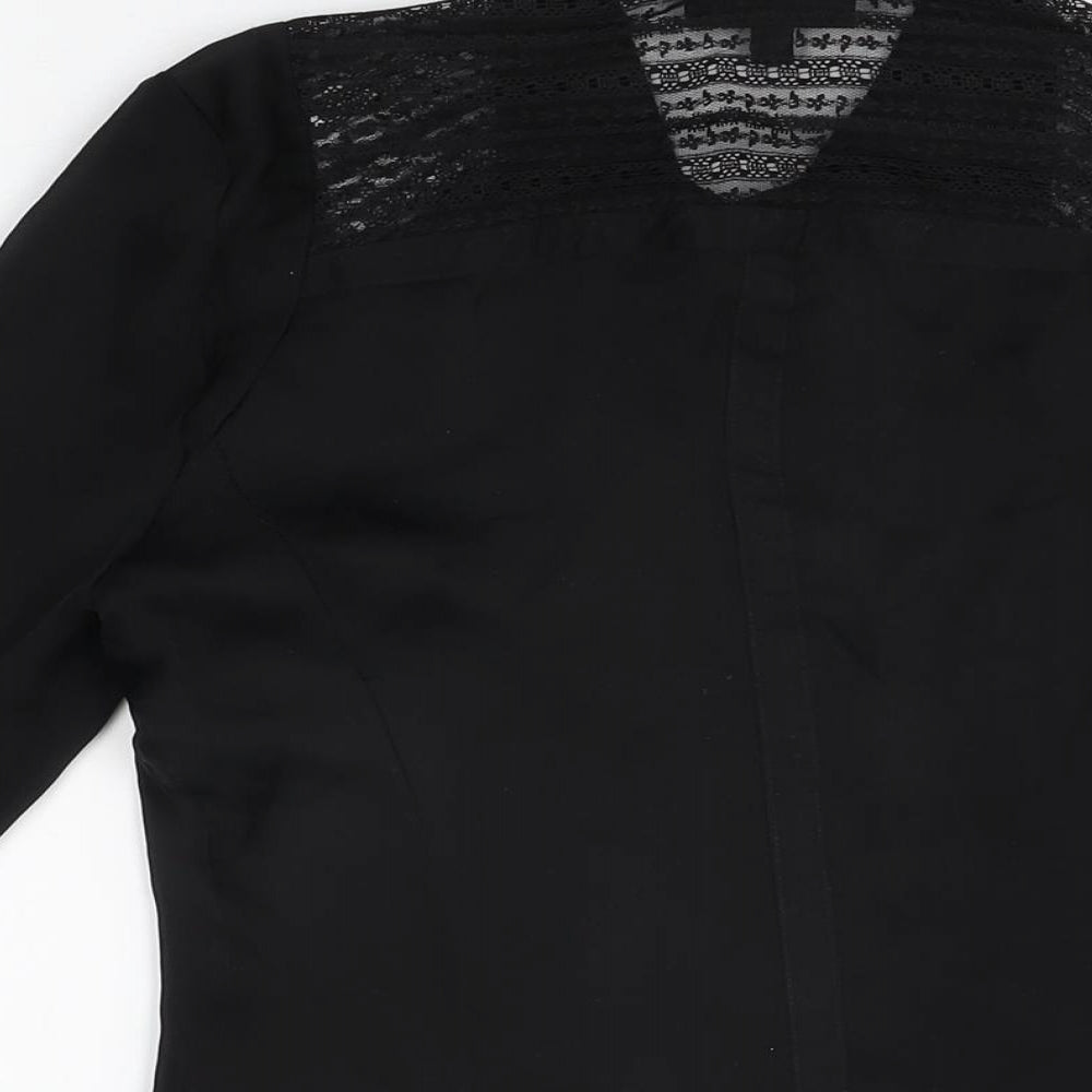 Womens UK Size 6 Warehouse Black Basic Button-Up