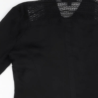 Womens UK Size 6 Warehouse Black Basic Button-Up