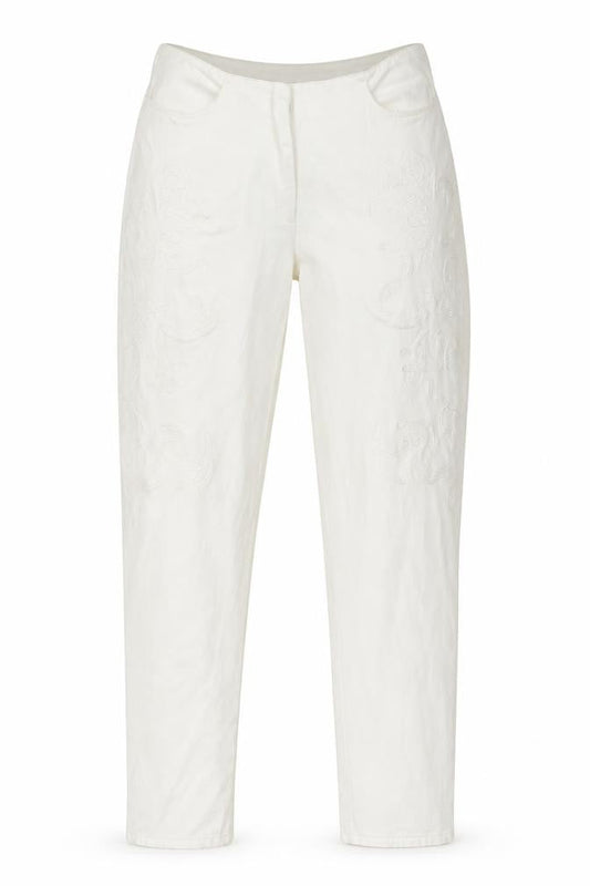LUISA CERANO Womens Ivory Floral Cotton Skinny Jeans Size 10 L31.5 in Regular Zip