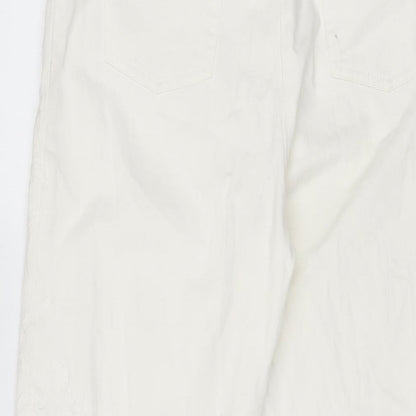 LUISA CERANO Womens Ivory Floral Cotton Skinny Jeans Size 10 L31.5 in Regular Zip