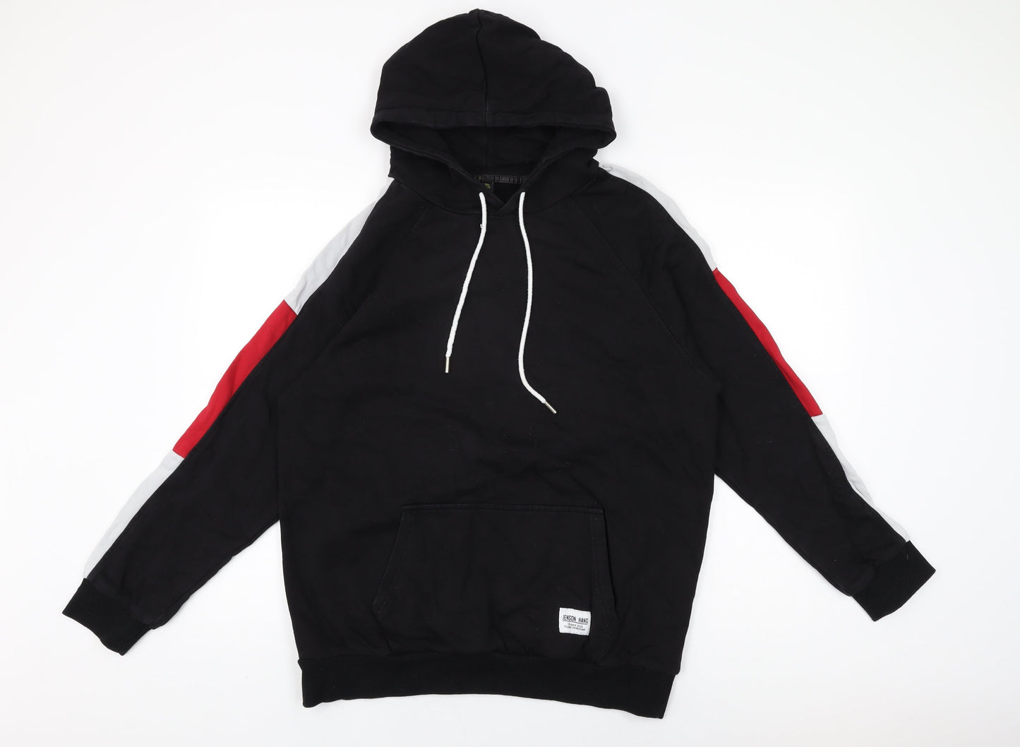 ASSDY Mens Black Cotton Pullover Hoodie Size L