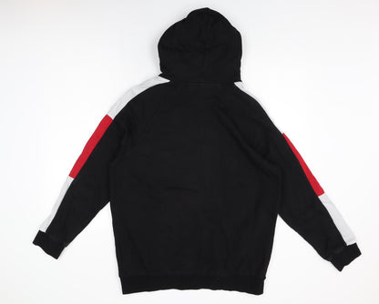 ASSDY Mens Black Cotton Pullover Hoodie Size L
