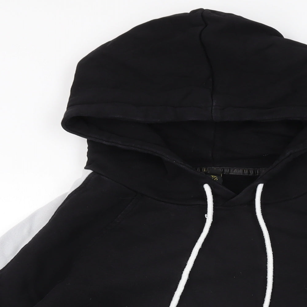 ASSDY Mens Black Cotton Pullover Hoodie Size L