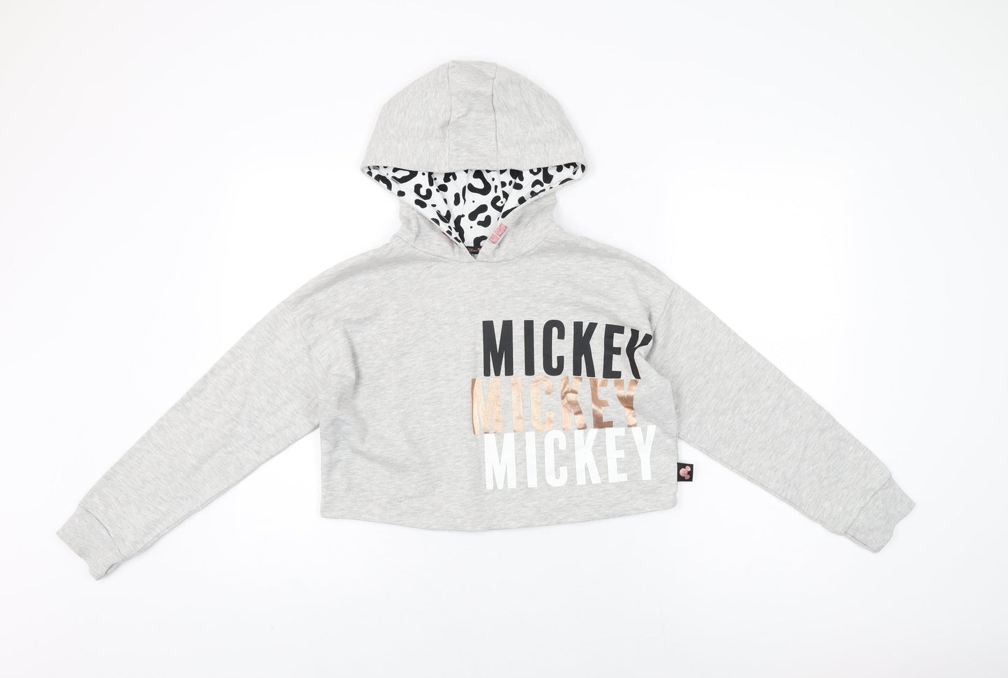 Disney Girls Grey Cotton Pullover Hoodie Size 9-10 Years Pullover - Mickey Mouse