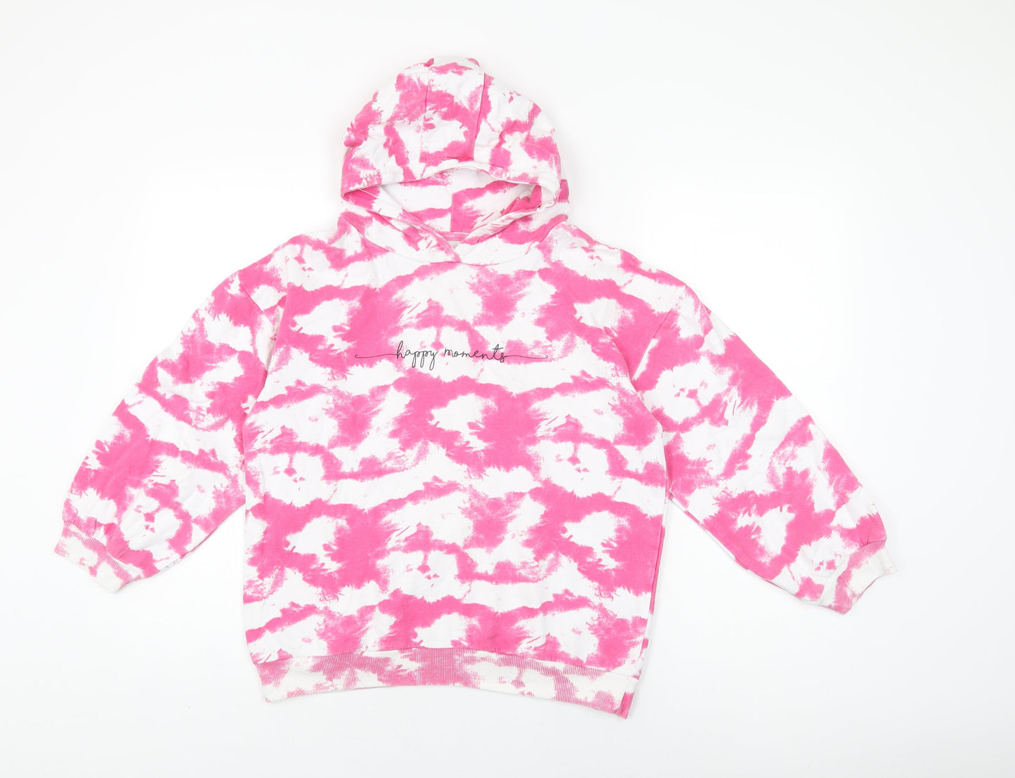 Minoti Girls Pink Geometric Cotton Pullover Hoodie Size 11-12 Years Pullover