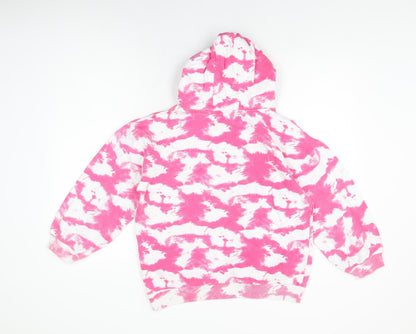 Minoti Girls Pink Geometric Cotton Pullover Hoodie Size 11-12 Years Pullover