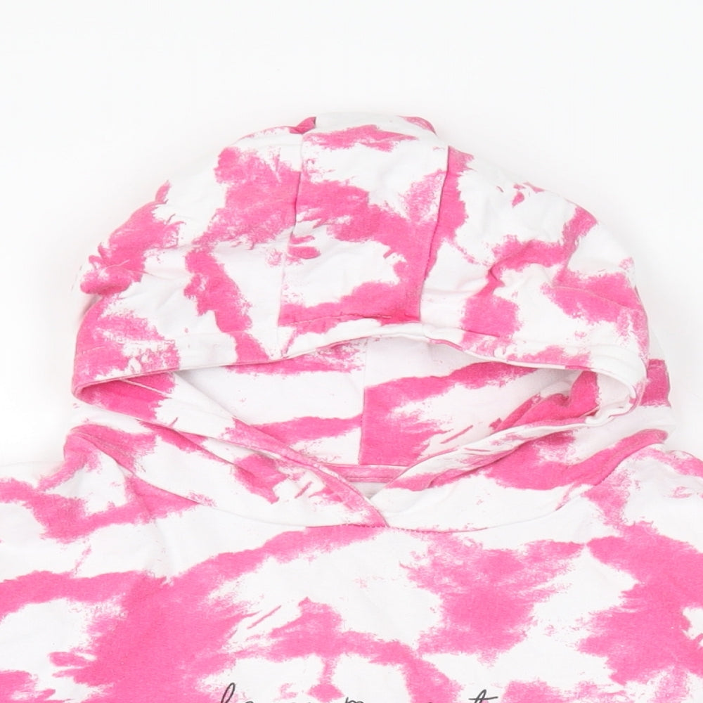 Minoti Girls Pink Geometric Cotton Pullover Hoodie Size 11-12 Years Pullover