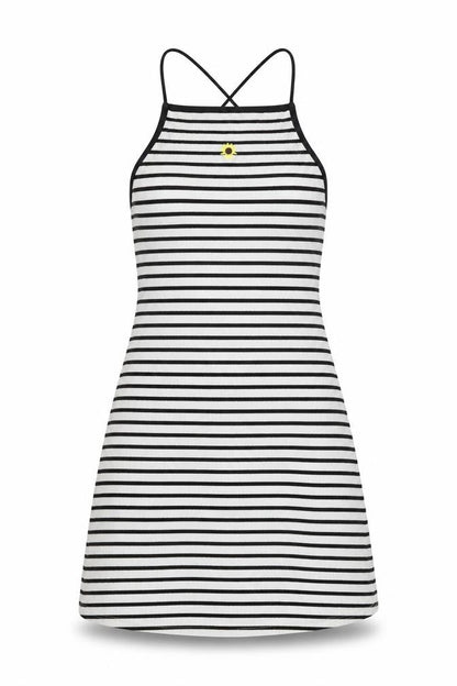 Topshop Womens White Striped Polyester Mini Size 12 Square Neck Pullover