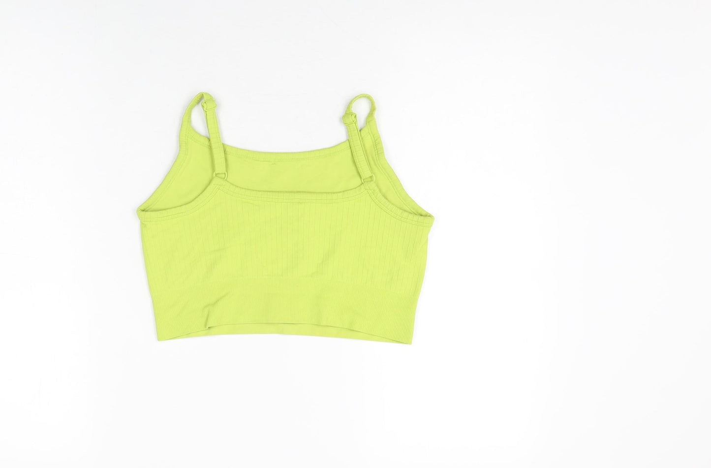 H&M Womens Green Polyamide Cropped T-Shirt Size L Scoop Neck Pullover